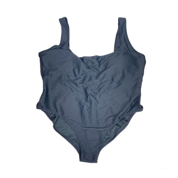 J. Crew Ribbed Square Neck One piece Swimsuit Black Sz 22 / 2X Plus Size NWT - Picture 4 of 9